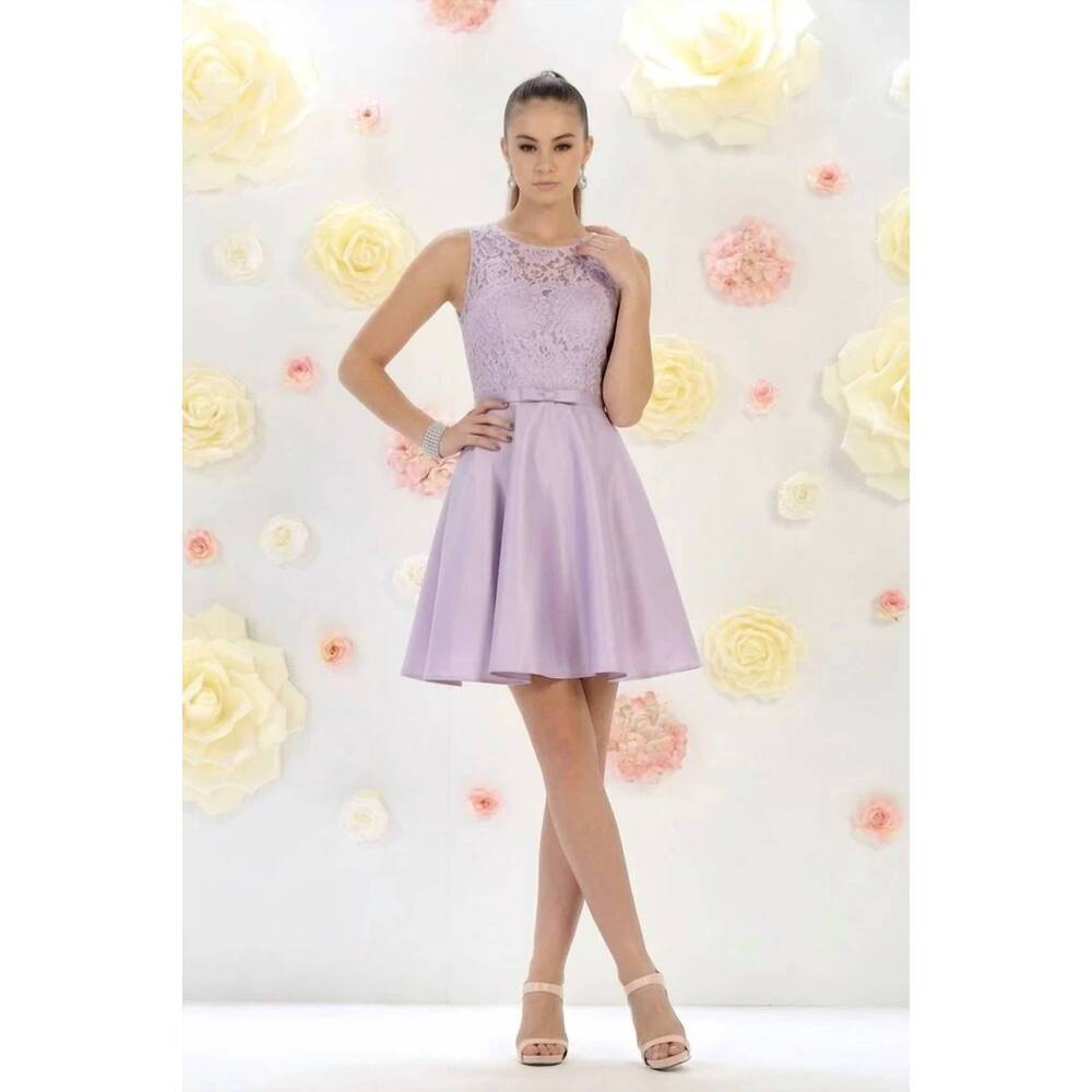 NEW MAY QUEEN COUTURE simple & classy short bridesmaids dress in lilac